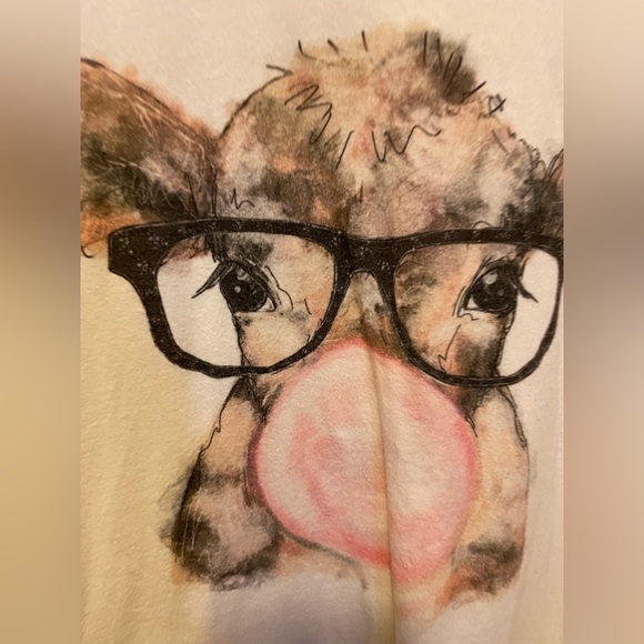 Bella Canvas Bubblegum Cow Tee Shirt in Beige So Cute Graphic Size 2XL - Picture 6 of 6